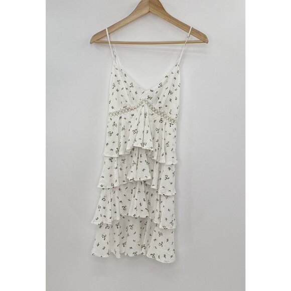 Forever 21 Tiered Floral Print Strappy Sleeve Mini Dress Size Sm Boho Prairie - Picture 1 of 12